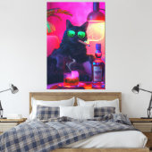 Gentleman Cat Drink Whiskey | Funny Bar Canvas Afdruk (Insitu (Slaapkamer))