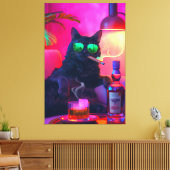 Gentleman Cat Drink Whiskey | Funny Bar Canvas Afdruk (Insitu (Woonkamer))