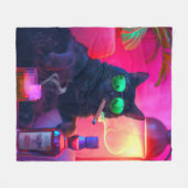 Gentleman Cat Drink Whiskey | Funny Bar Fleece Deken (Voorkant (Horizontaal))