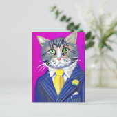 Gentleman Cat in een pak en Stropdas Briefkaart (Staand voorkant)