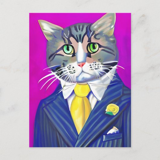 Gentleman Cat in een pak en Stropdas Briefkaart (Voorkant)