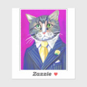Gentleman Cat in een pak en Stropdas Sticker (Vel)