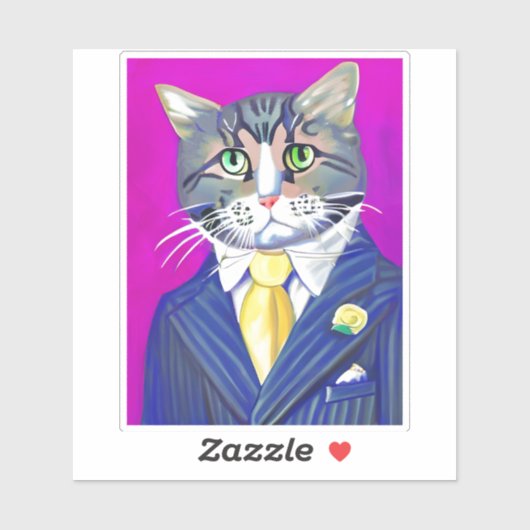 Gentleman Cat in een pak en Stropdas Sticker (Vel)