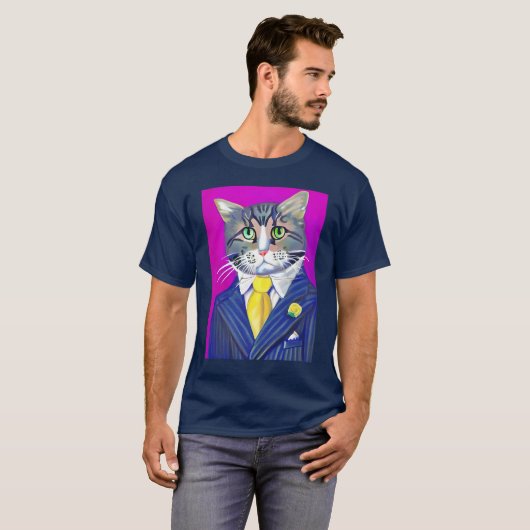 Gentleman Cat in een pak en Stropdas T-shirt (Voorkant volledig)