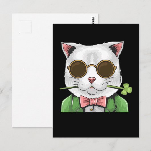 Gentleman Cat Shamrock Men Women St. Patrick's Day Briefkaart (Voorkant / Achterkant)