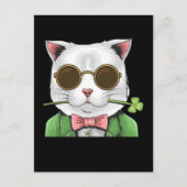 Gentleman Cat Shamrock Men Women St. Patrick's Day Briefkaart (Voorkant)