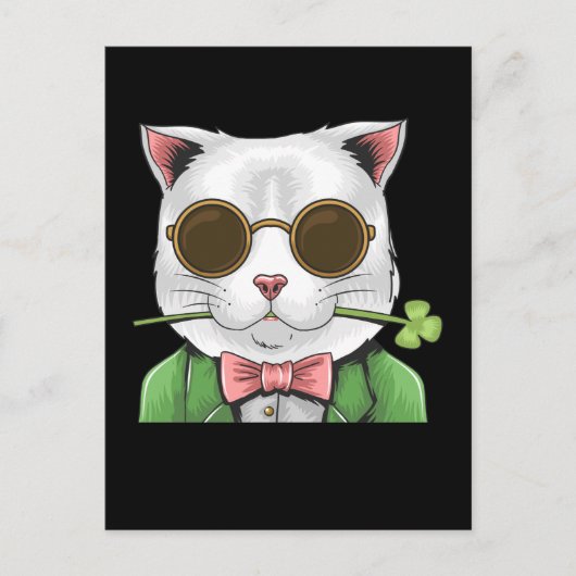 Gentleman Cat Shamrock Men Women St. Patrick's Day Briefkaart (Voorkant)