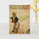 Gentleman Cat Vintage French Postcard Card Kaart (Gele Bloem)