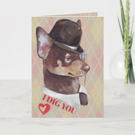 Gentleman Chihuahua Dog I Dig you Feestdagen Kaart