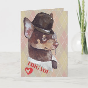 Gentleman Chihuahua Dog I Dig you Feestdagen Kaart