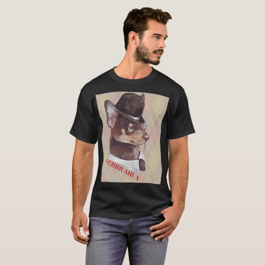 Gentleman Chihuahua Dog T-shirt (Voorkant volledig)