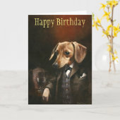 Gentleman Dachshund Birthday Card Kaart (Gele Bloem)