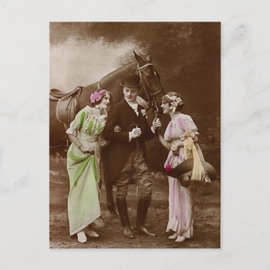 Gentleman, dames en paarden briefkaart (Voorkant)