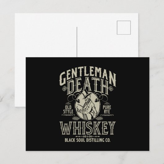 Gentleman Death Old Style Pure Rye Whiskey Briefkaart (Voorkant / Achterkant)