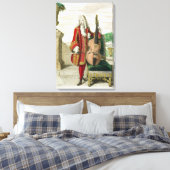 Gentleman die de cello speelt, gepubliceerd onder canvas afdruk (Insitu (Slaapkamer))