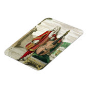 Gentleman die de cello speelt, gepubliceerd onder magneet (Linkerzijde)