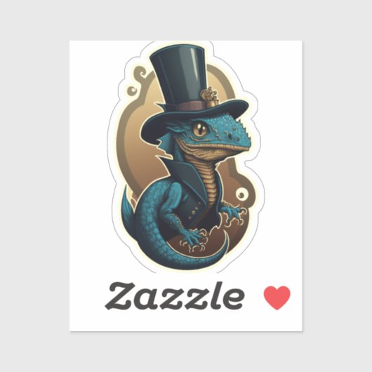 Gentleman Dragon in een Top Hat Sticker (Vel)