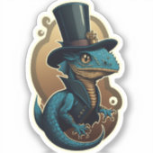 Gentleman Dragon in een Top Hat Sticker (Voorkant)