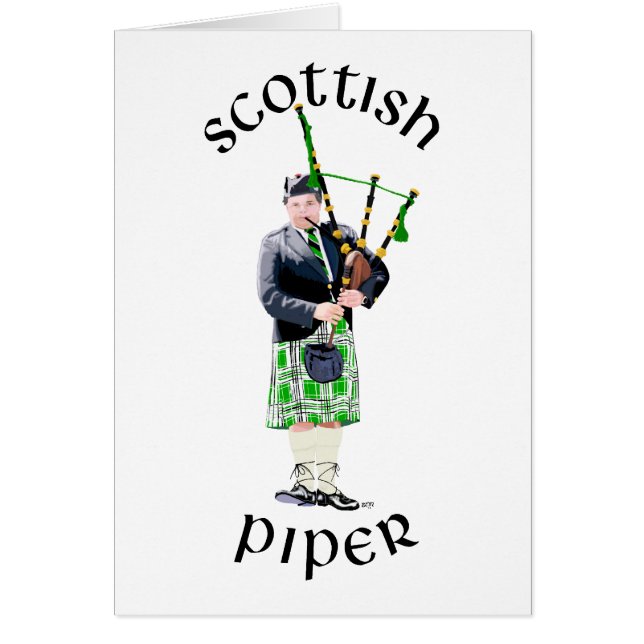 Gentleman Dudelsackspeler in Groene Kilt (Voorkant)