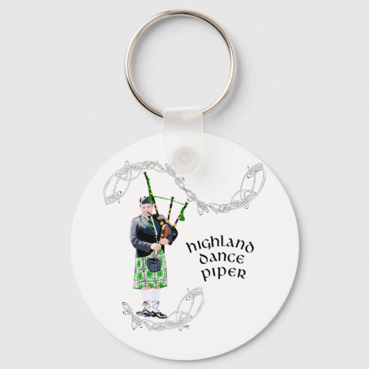 Gentleman Dudelsackspeler in Groene Kilt Sleutelhanger (Voorkant)
