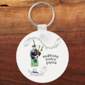 Gentleman Dudelsackspeler in Groene Kilt Sleutelhanger (Voorkant)
