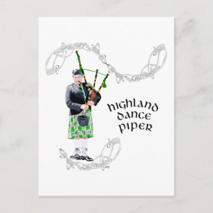 Gentleman Dudelsackspieler in grön Kilt Briefkaart