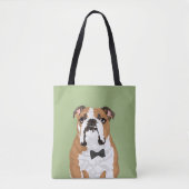 Gentleman English Bulldog Canvas tas for Hondenlie (Voorkant)