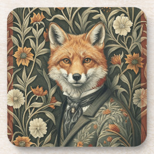 Gentleman Fox in avondkleding Vintage woudlandscha Bier Onderzetter