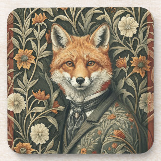 Gentleman Fox in avondkleding Vintage woudlandscha Bier Onderzetter