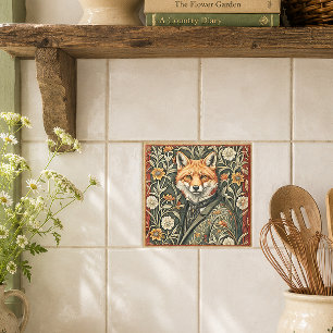 Gentleman Fox in Avondkleding Vintage Woudlandscha Tegeltje
