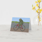 Gentleman Frog on a Bicycle Note Card Kaart (Gele Bloem)