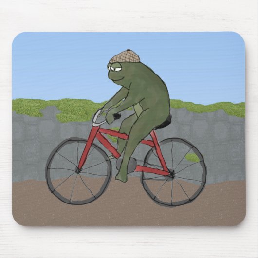 Gentleman Frog op de fiets Mousepad Muismat (Voorkant)