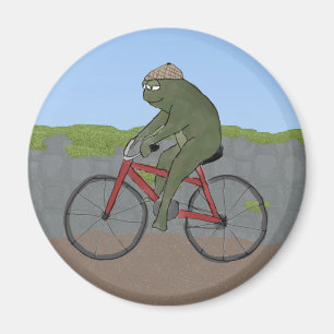 Gentleman Frog op een fiets Magnet