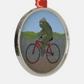 Gentleman Frog op een fiets Ornament (Rechts)