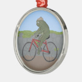 Gentleman Frog op een fiets Ornament (Links)