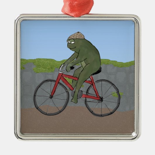 Gentleman Frog op een fiets Ornament (Voorkant)