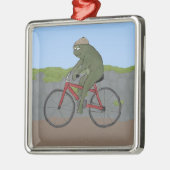 Gentleman Frog op een fiets Ornament (Links)