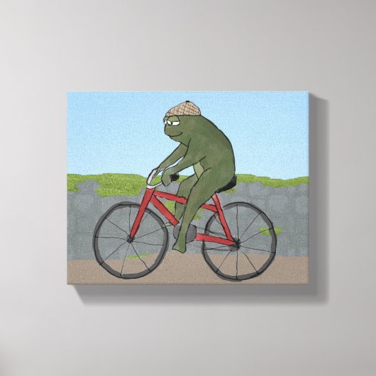 Gentleman Frog op een fietsdoek Canvas Afdruk (Voorkant)
