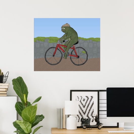 Gentleman Frog op een Poster van een fiets (Thuiskantoor)