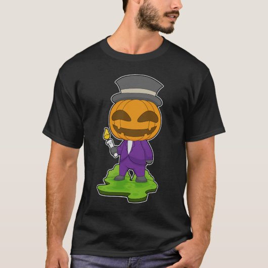 Gentleman Halloween pompoen kaars T-shirt (Voorkant)