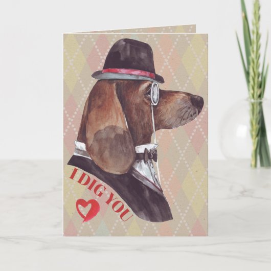 Gentleman Hound Dog I Dig you Feestdagen Kaart (Voorkant)