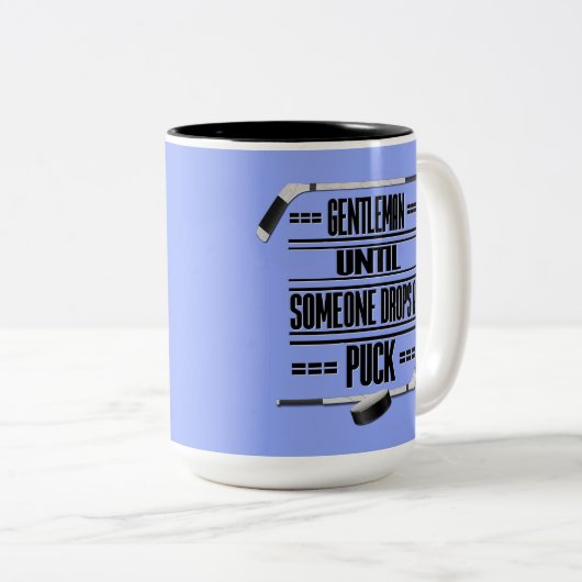 Gentleman Ice Hockey Humor Light Blue Tweekleurige Koffiemok (Voorkant rechts)