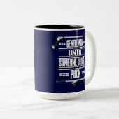 Gentleman Ice Hockey Humor Navy Blue Tweekleurige Koffiemok (Voorkant rechts)