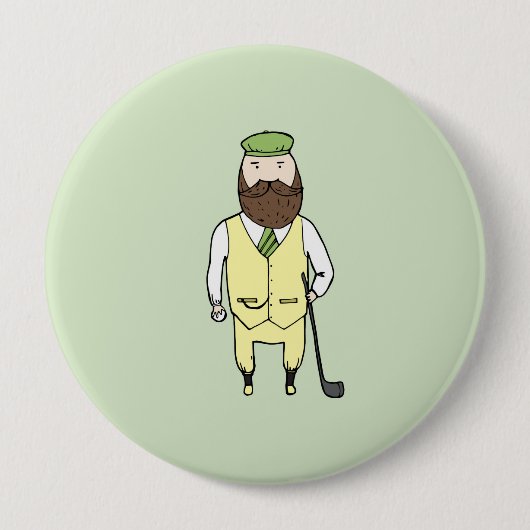 Gentleman in golfclub ronde button 4,0 cm (Voorkant)