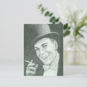 Gentleman in Top Hat Smoking Cigarette Briefkaart (Staand voorkant)
