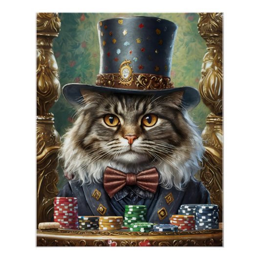 Gentleman Kat, Fancy kat spelen Poker Perfect Poster (Voorkant)