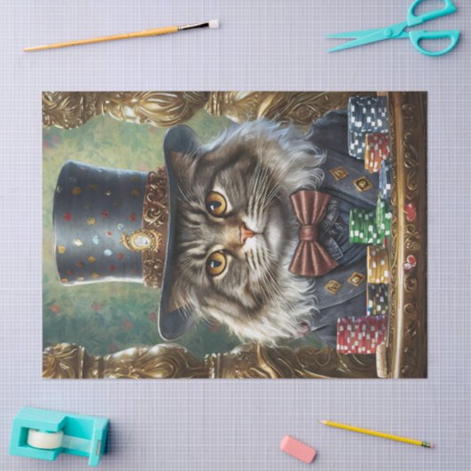 Gentleman Kat, Fancy kat spelen Poker Tissuepapier (Craft)