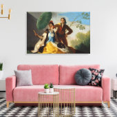 Gentleman met een parasol voor een Spaanse schoonh Canvas Afdruk (Insitu (Woonkamer))