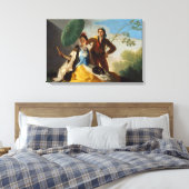 Gentleman met een parasol voor een Spaanse schoonh Canvas Afdruk (Insitu (Slaapkamer))