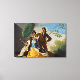 Gentleman met een parasol voor een Spaanse schoonh Canvas Afdruk